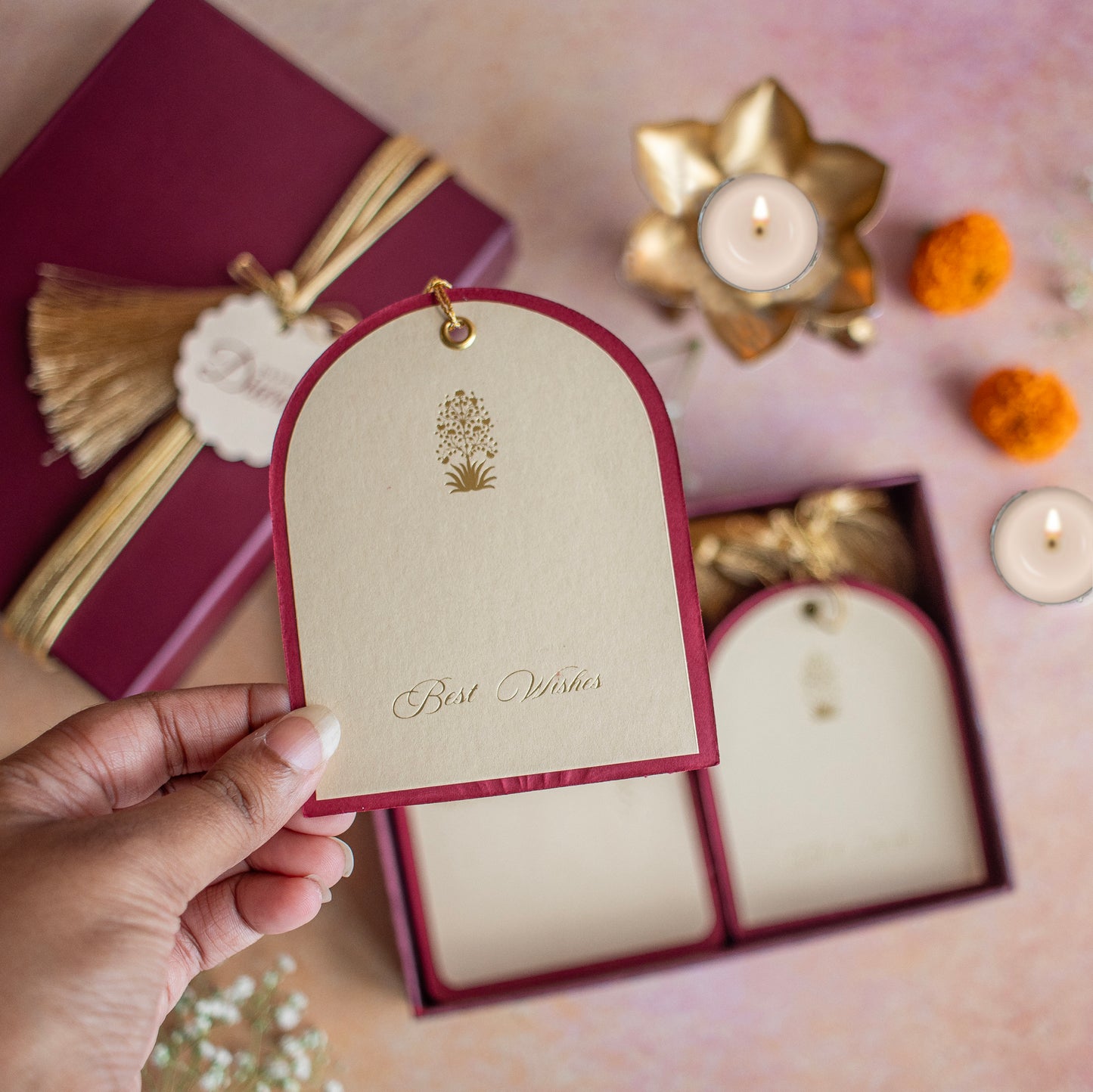 Crimson Royale – A Luxe Personalised Stationery Set (Set of 20)