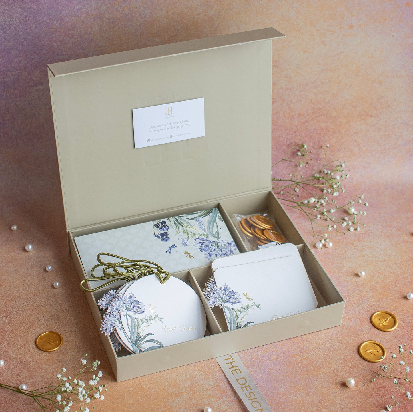 Whispers of Bloom – A Botanical Personalised Stationery Set (Set of 30)